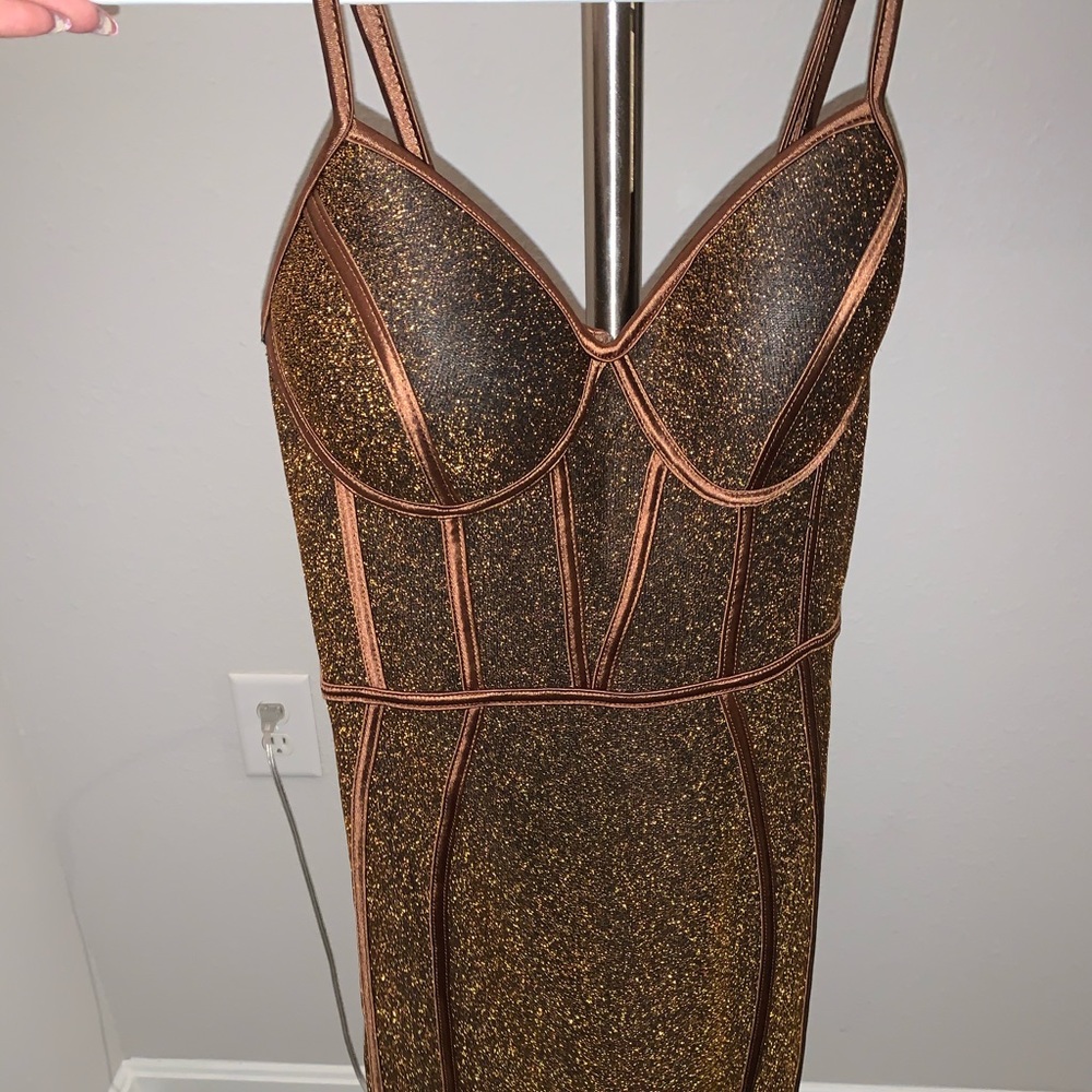 Chic brown glitter dress